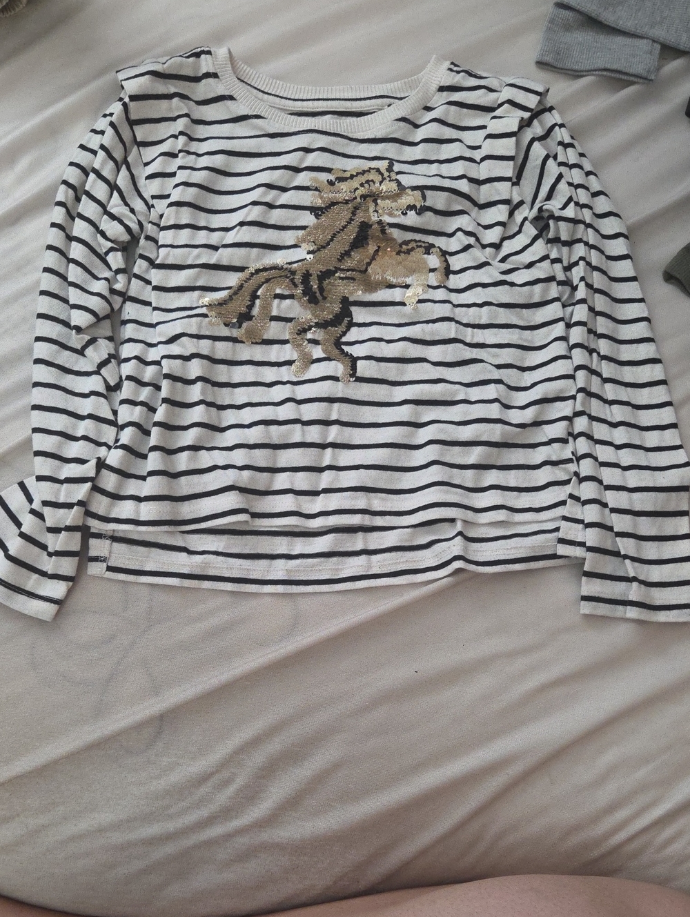 2 for $15 Jessica Simpson Striped Long-Sleeve Gold Sequin Horse - Size 7